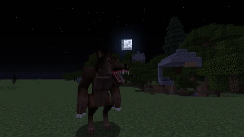 Werewolf mob under a full moon