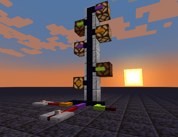 Redstone contraption with lamps and levers