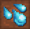 Three blue teardrop-shaped items on wood