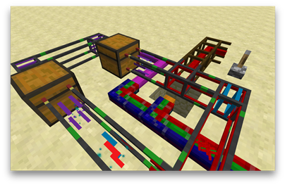 Item transport system with chests and pipes