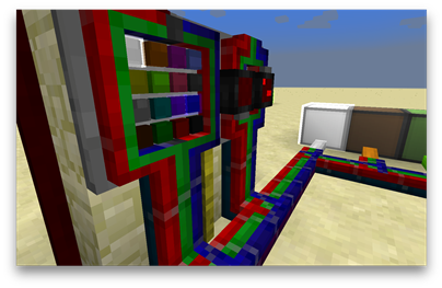 Colored wires connecting to a machine