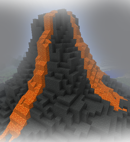 Volcano spewing lava in a foggy biome