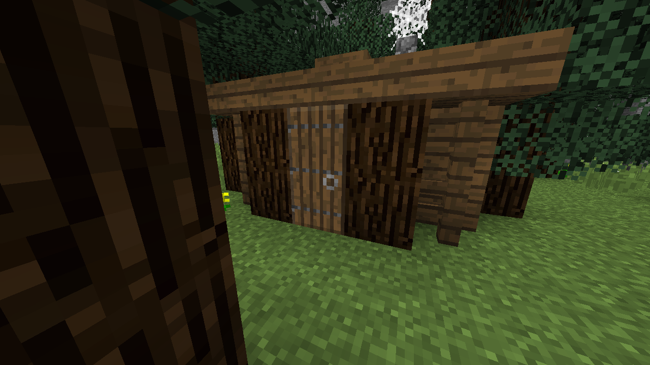 Small wooden shelter in a forest