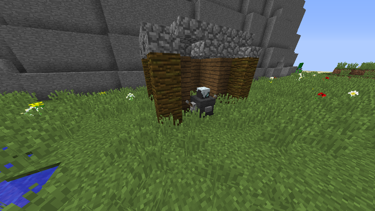 Small shelter with a Fossil Cleaner inside.