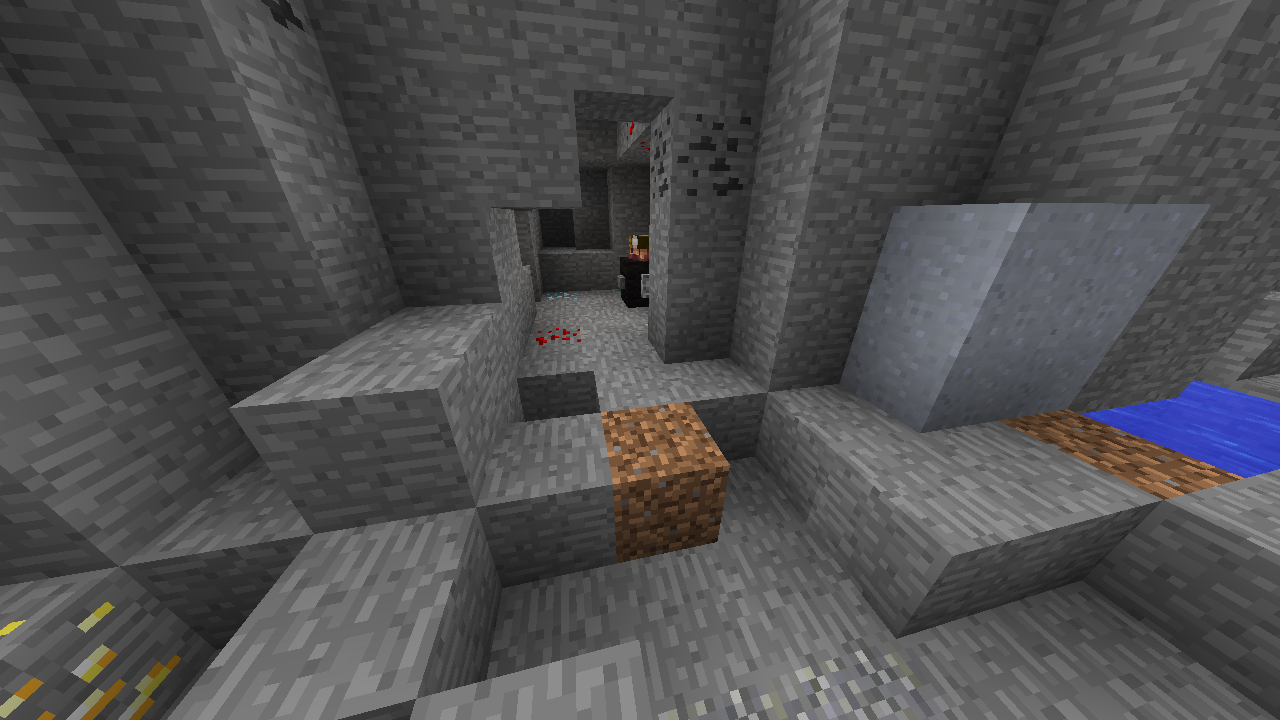 Cave with gold ore and redstone