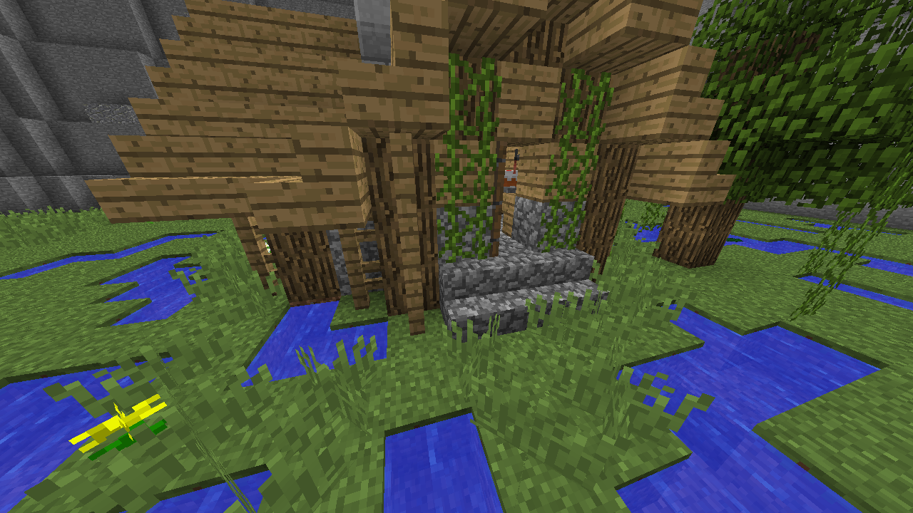 Wooden structure in a swampy biome