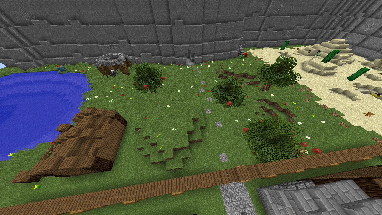 Minecraft modded world with various biomes