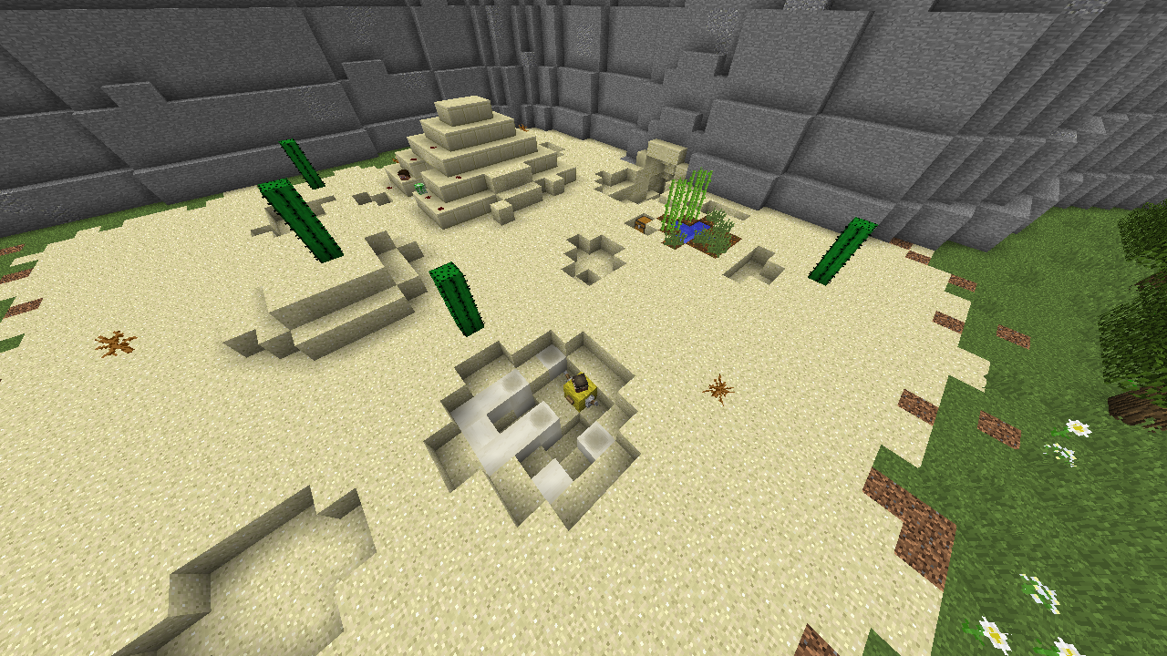 Desert biome with pyramid and cacti