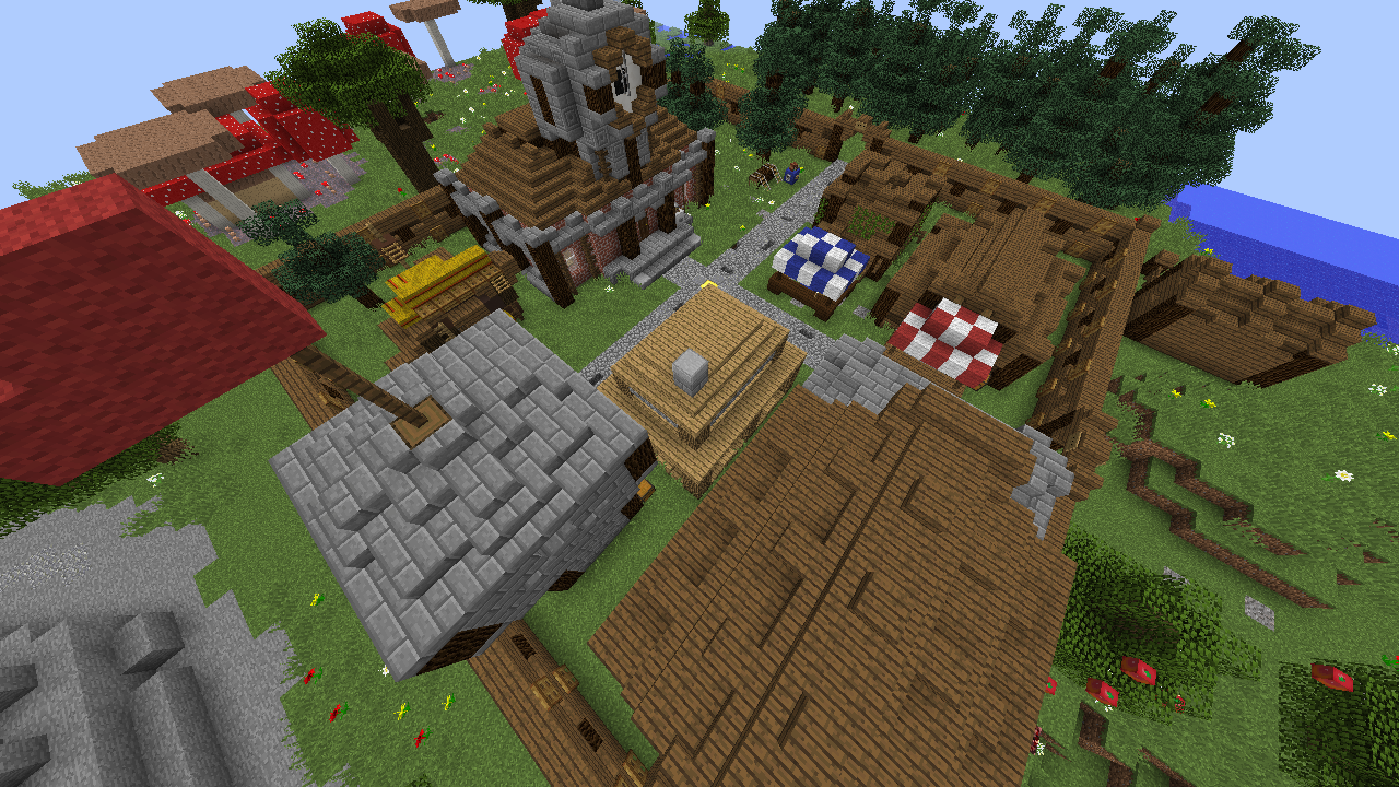 Overhead view of a Minecraft village