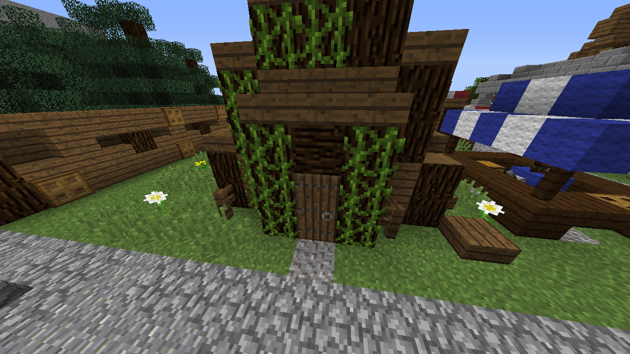 Small wooden house with vines
