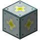 A gray block with yellow glowing symbols.