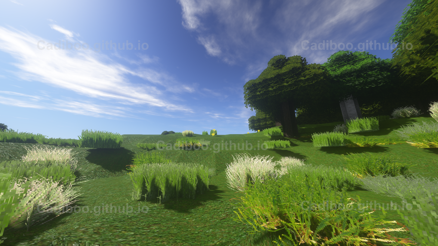 Lush green landscape with trees and grass