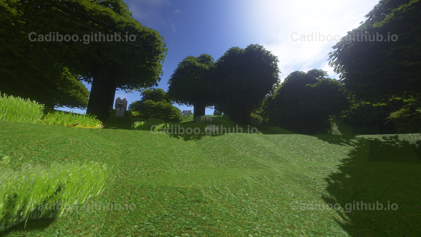 Lush green landscape with trees and sky