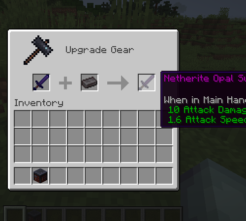 Upgrade Gear GUI for Netherite Opal Sword