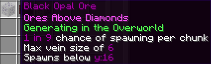 Black Opal Ore tooltip with generation details