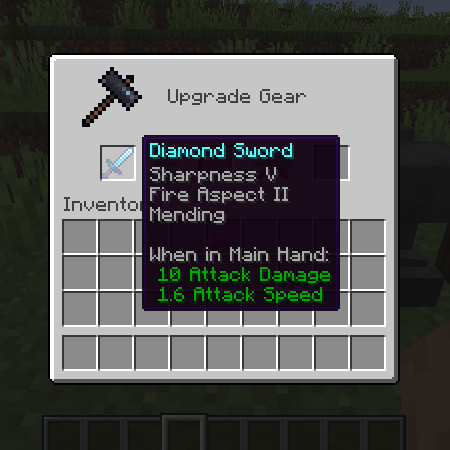 Diamond Sword with Sharpness V, Fire Aspect II, Mending