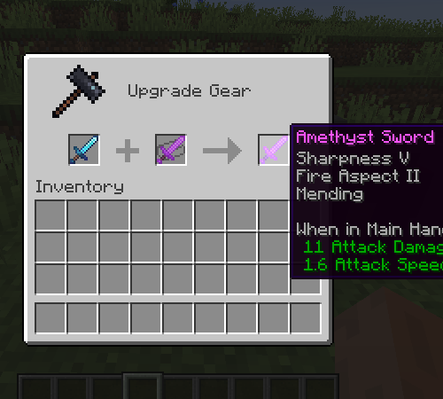 Upgrade Gear GUI for Amethyst Sword