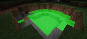 A pool of bright green liquid