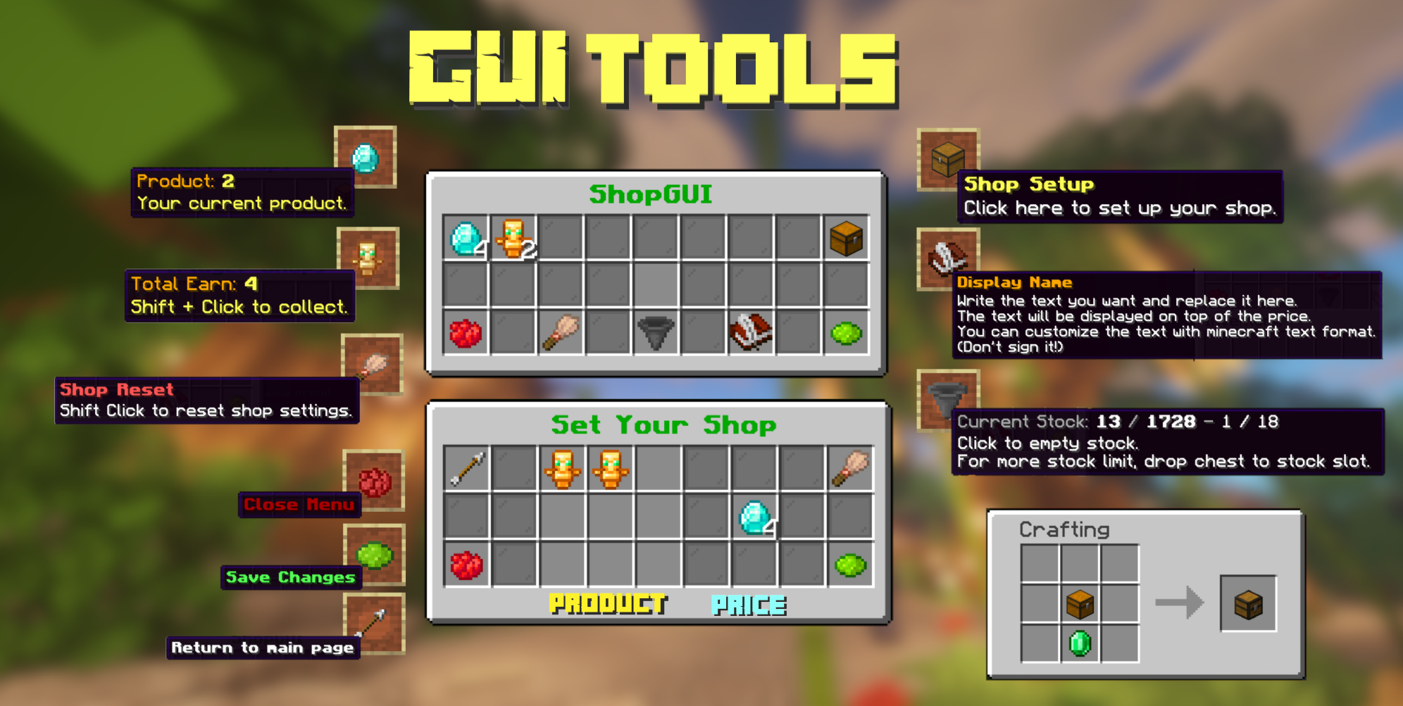 GUI Tools for setting up shops