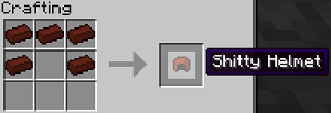 Crafting recipe for a Shitty Helmet