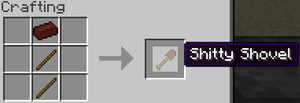 Crafting recipe for a Shitty Shovel