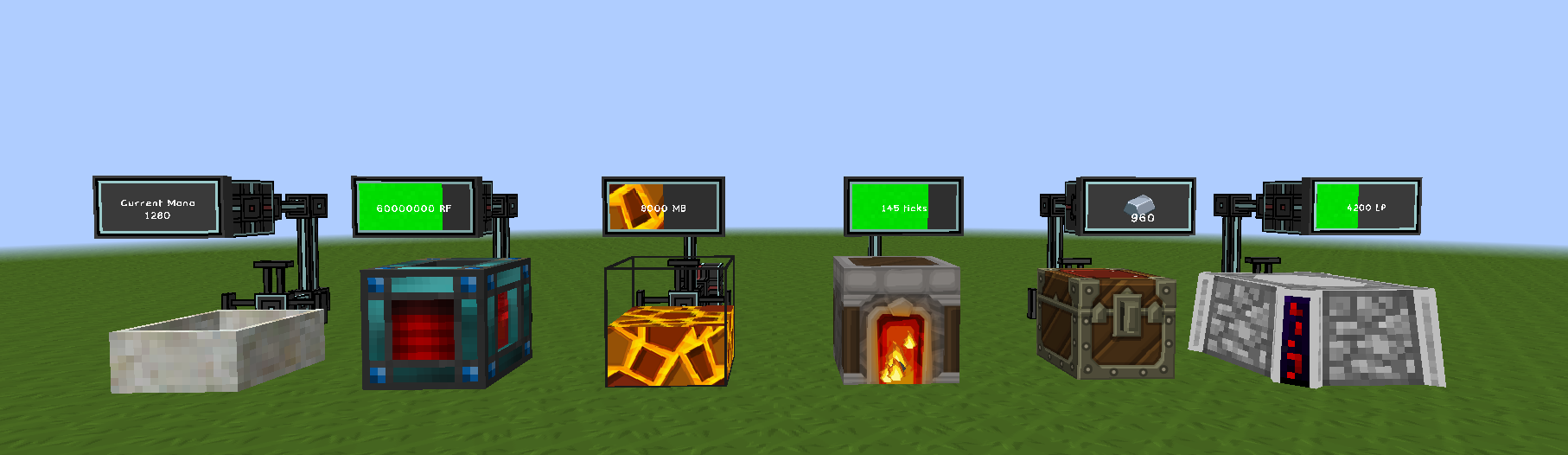 Various machines with attached information displays