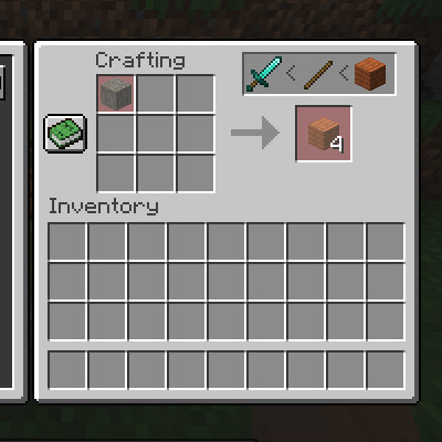 Crafting interface showing wood planks recipe