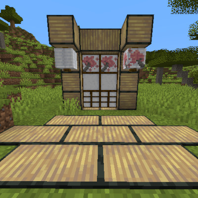 Japanese-style house entrance with tatami mats
