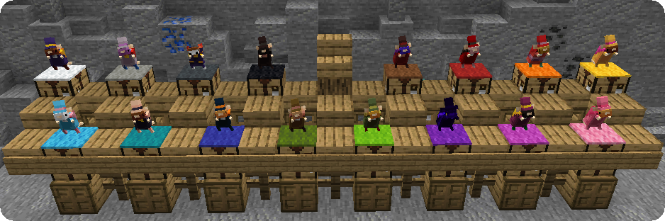 All 16 colors of the Top Hat
