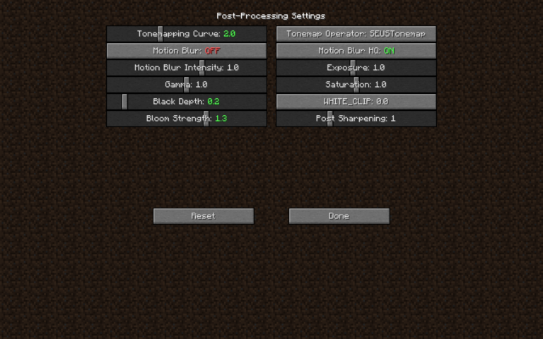 Post-Processing Settings GUI with various options
