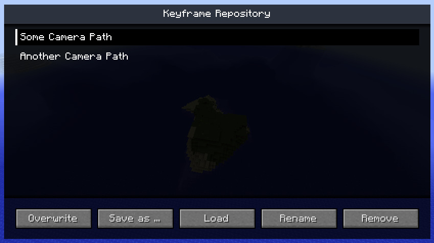 Keyframe Repository GUI for camera paths