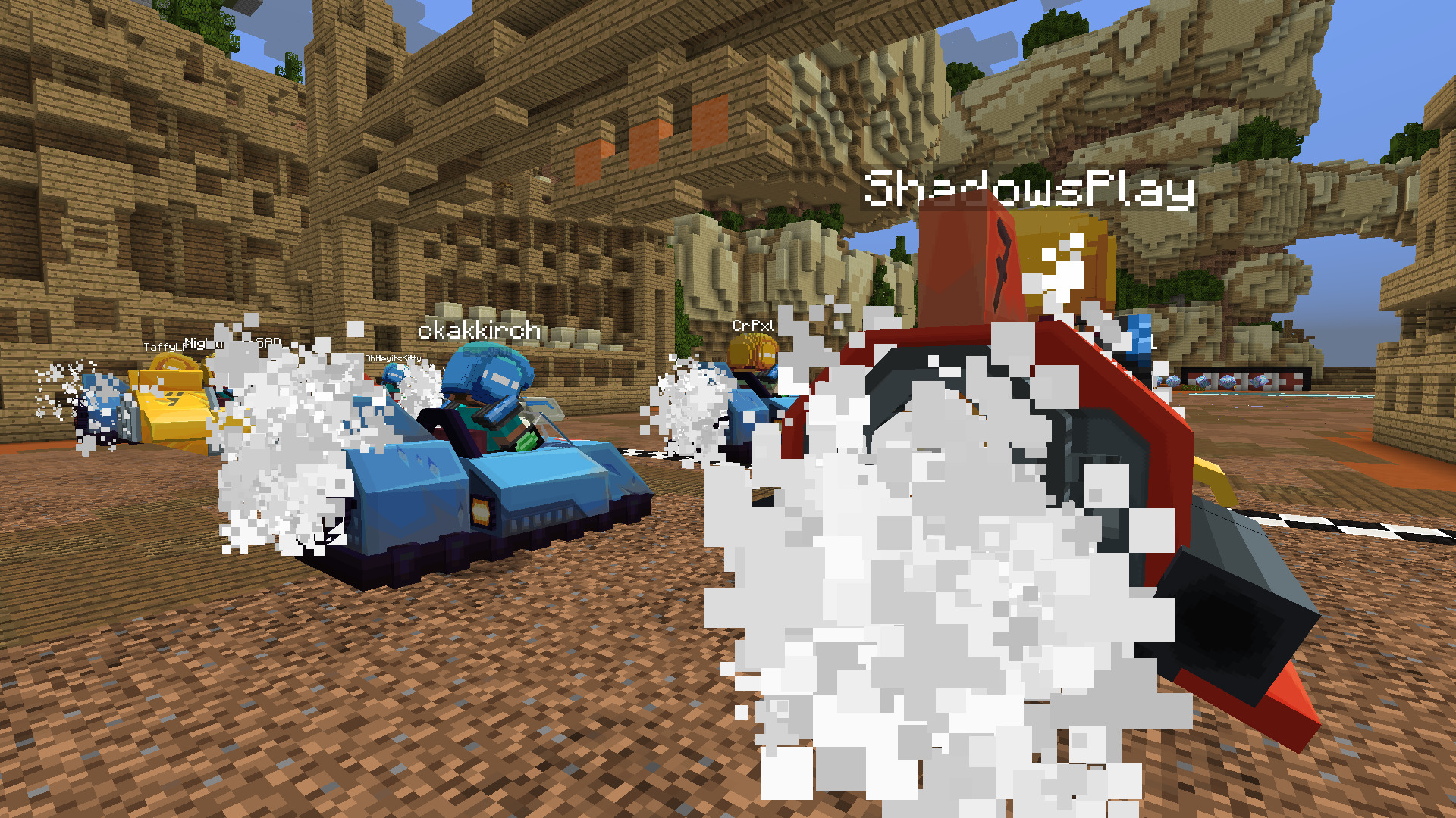 Players racing in custom vehicles