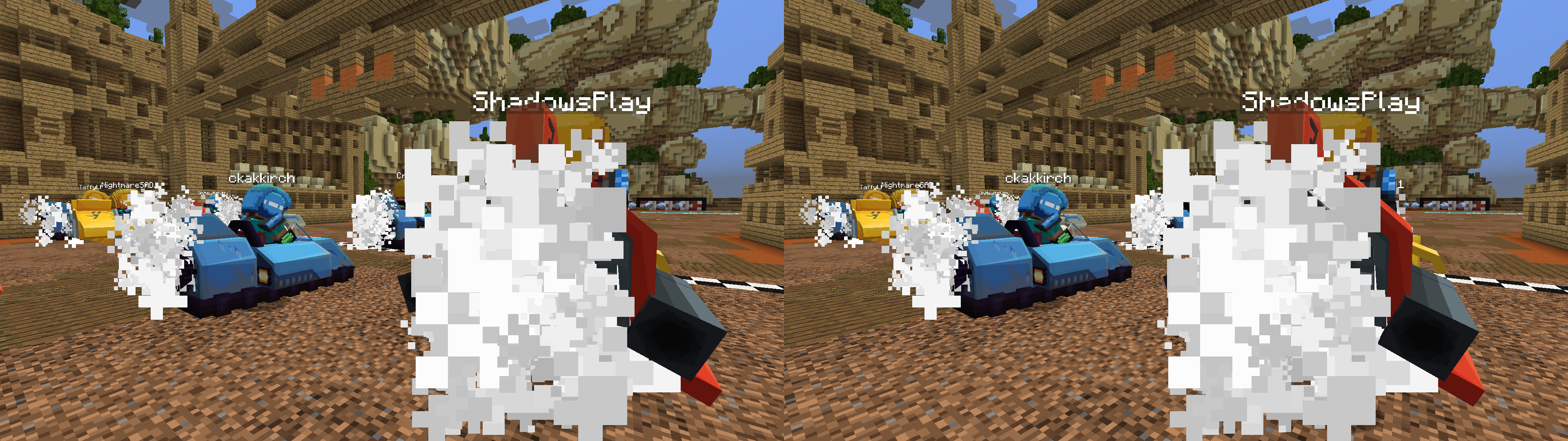 Player in a blue tank firing