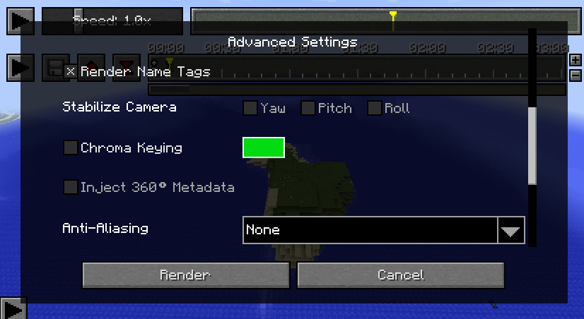 Advanced Settings GUI for rendering options