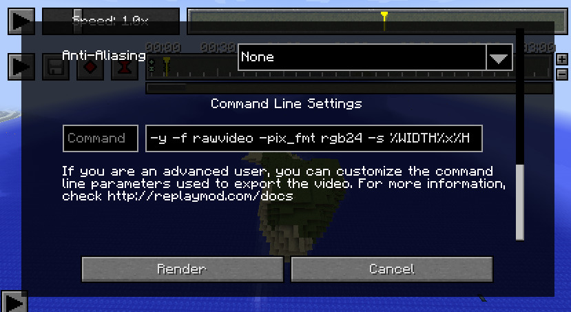Replay Mod command line settings GUI