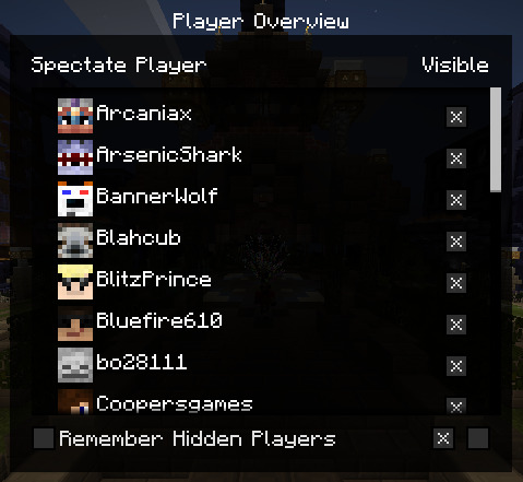 Player Overview GUI showing player list