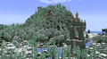 Lush green mountain with a castle