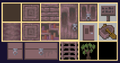 Various purple wood blocks and items