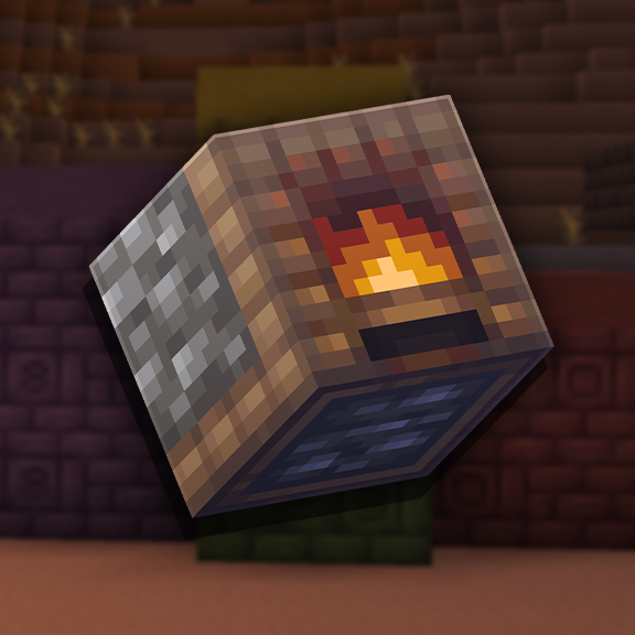 A lit blast furnace block