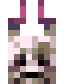 Pixelated head with pink bows and white face
