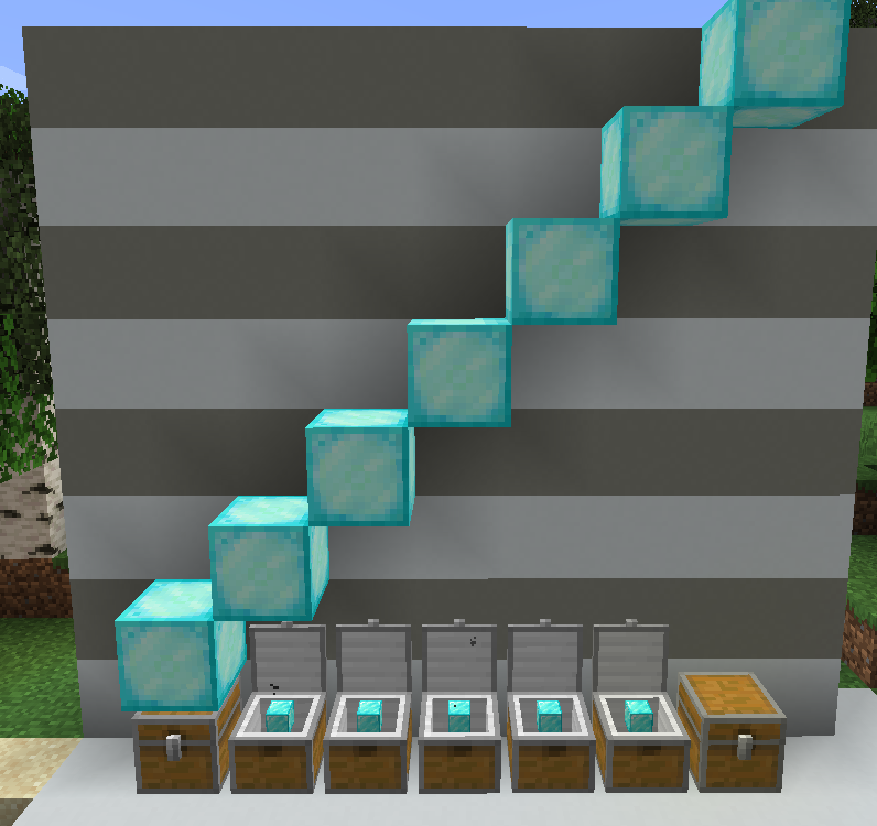 Diamond blocks on chests, ascending stairs