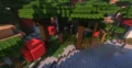 Minecraft world with trees and water