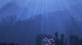 Underwater scene with light rays and particles