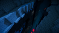 Dark, deep chasm with blue lighting