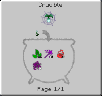 Crucible GUI with crafting ingredients