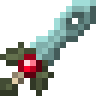 A pixelated sword with a red gem