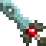 A pixelated sword with a red gem.