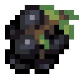 Pixel art of a dark, leafy plant