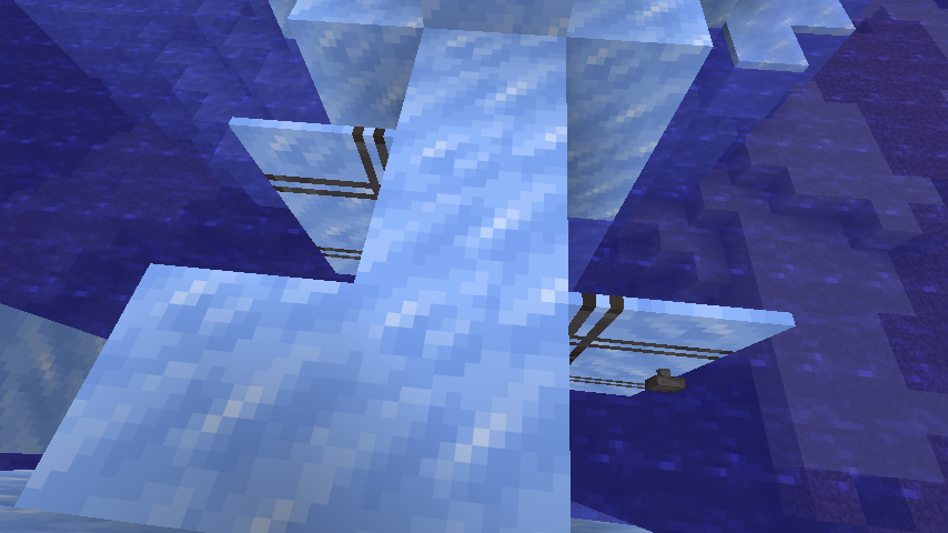 Ice blocks and water in Minecraft