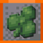 Green plant-like item on a gray background
